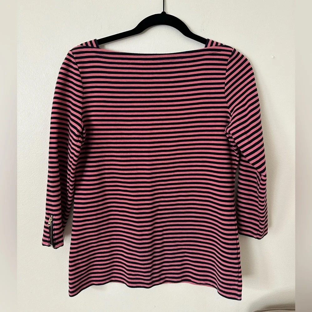 Small Talbots Pink and Navy 3/4 Sleeve Blouse